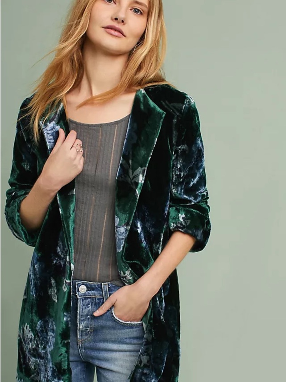ANTHRO ARCHIVE Eva Franco Velvet Car Coat